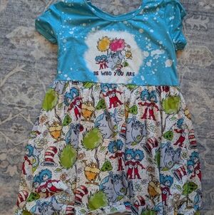 Dr. Seuss Blue and Multicolor Kids  Dress